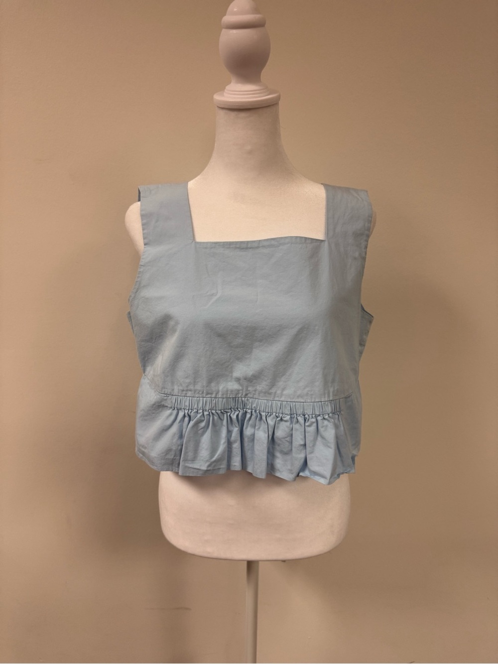 Zara Light Blue Square Neck Top